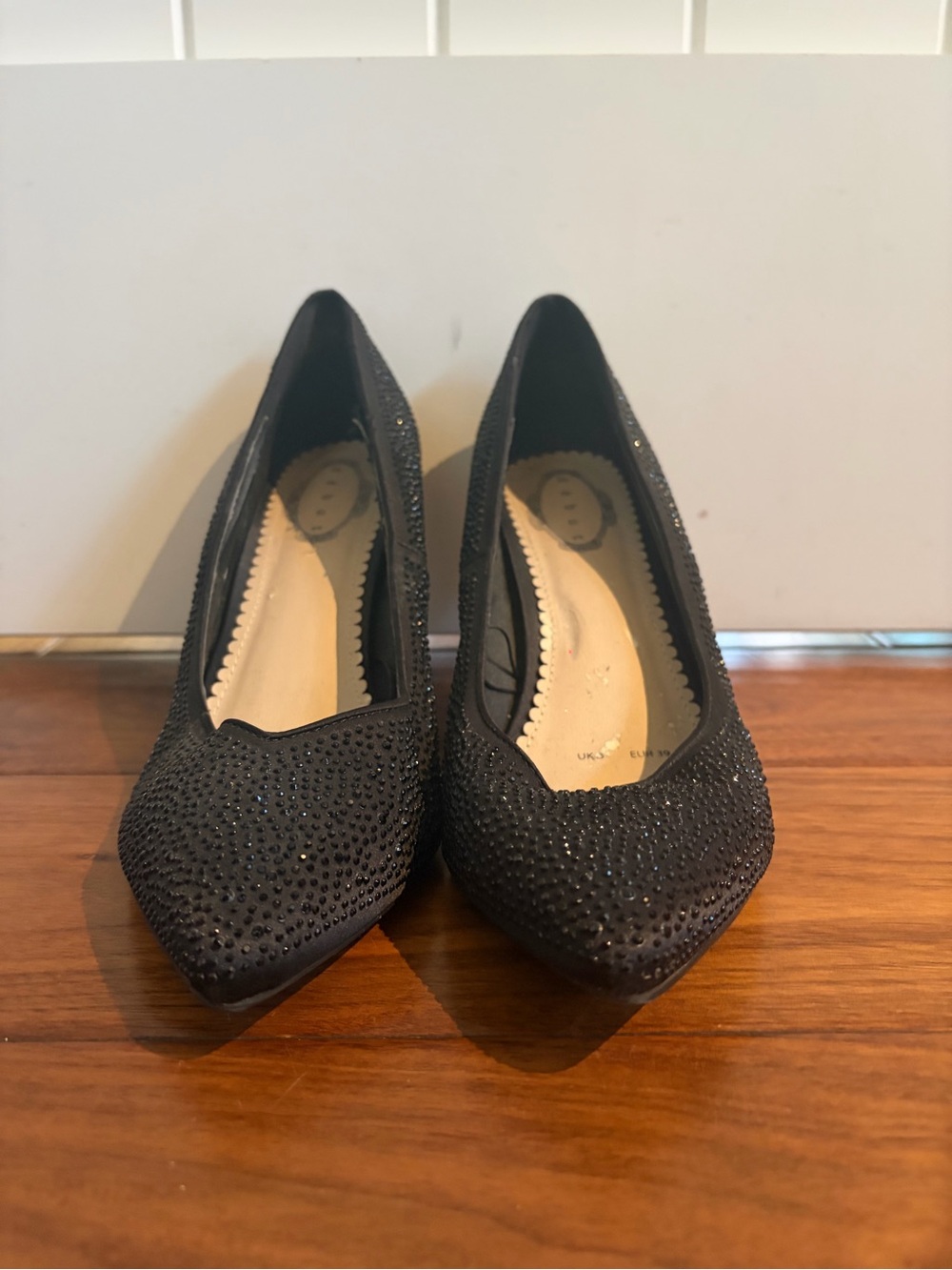 Debut black rhinestone-embellished pointed-toe pumps